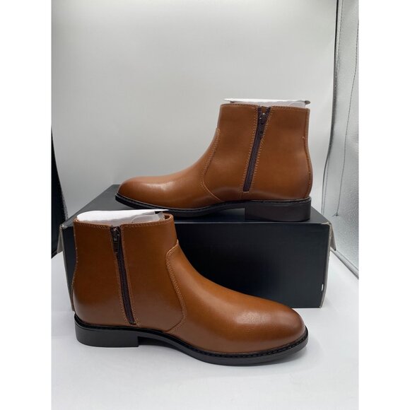 Alfani Men's Brown Liam Round Toe Pull On Side Zip Boots NWB - Picture 1 of 4